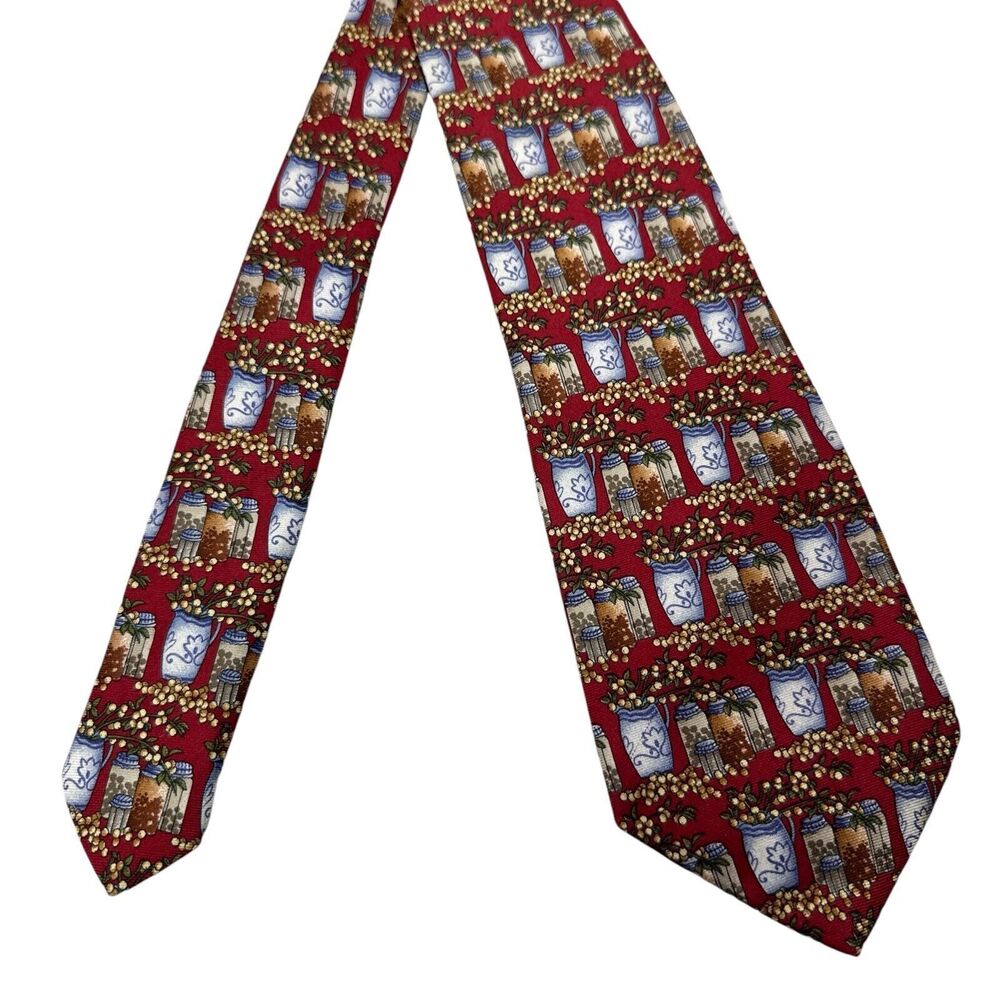 Michelsons London Silk‎ Tie The Andover Shop Red Kitchen Jars Novelty